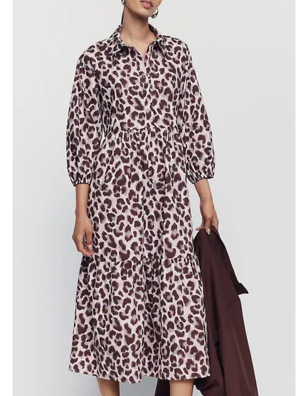 Anthropologie THE BETTINA TIERED MIDI SHIRT DRESS MAEVE cheetah XS NEW